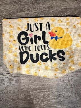Just A Girl Who Loves Ducks Zip Pouch - Yellow Duck Print